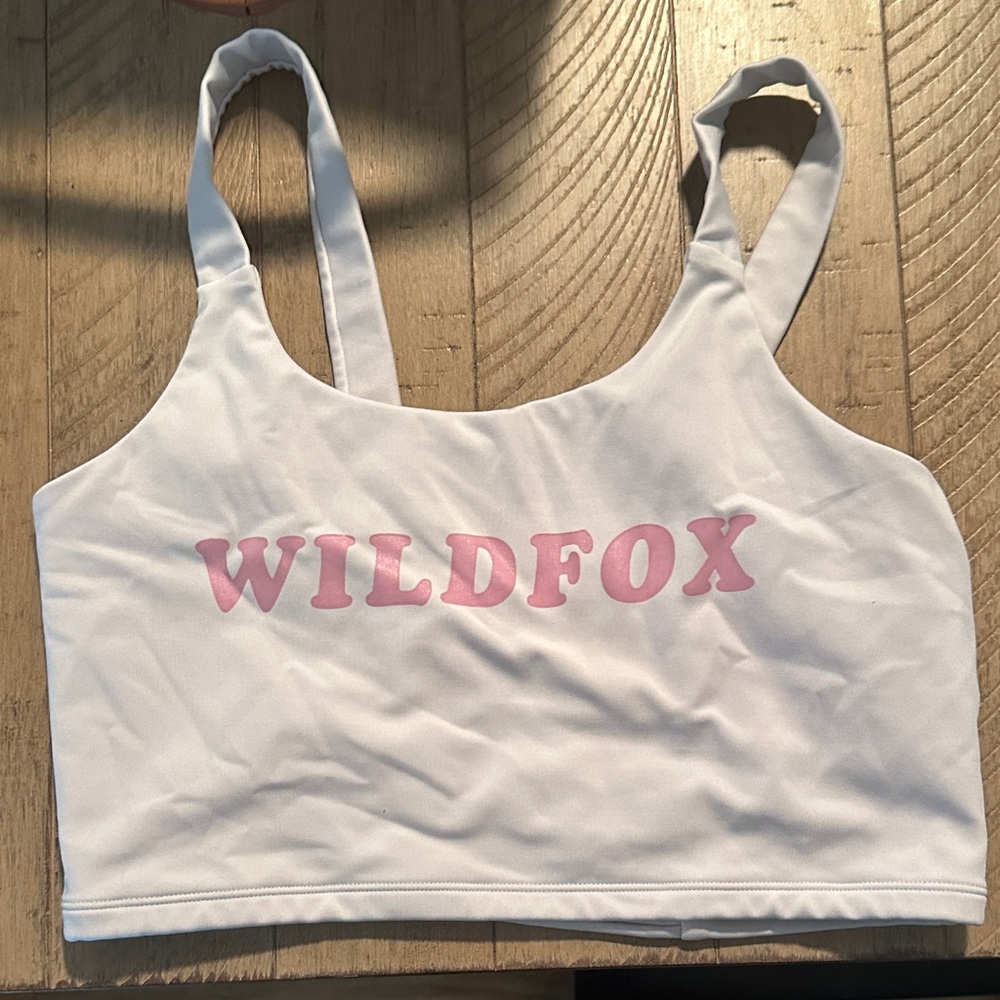 Wildfox White Sports Bra with Pink Logo